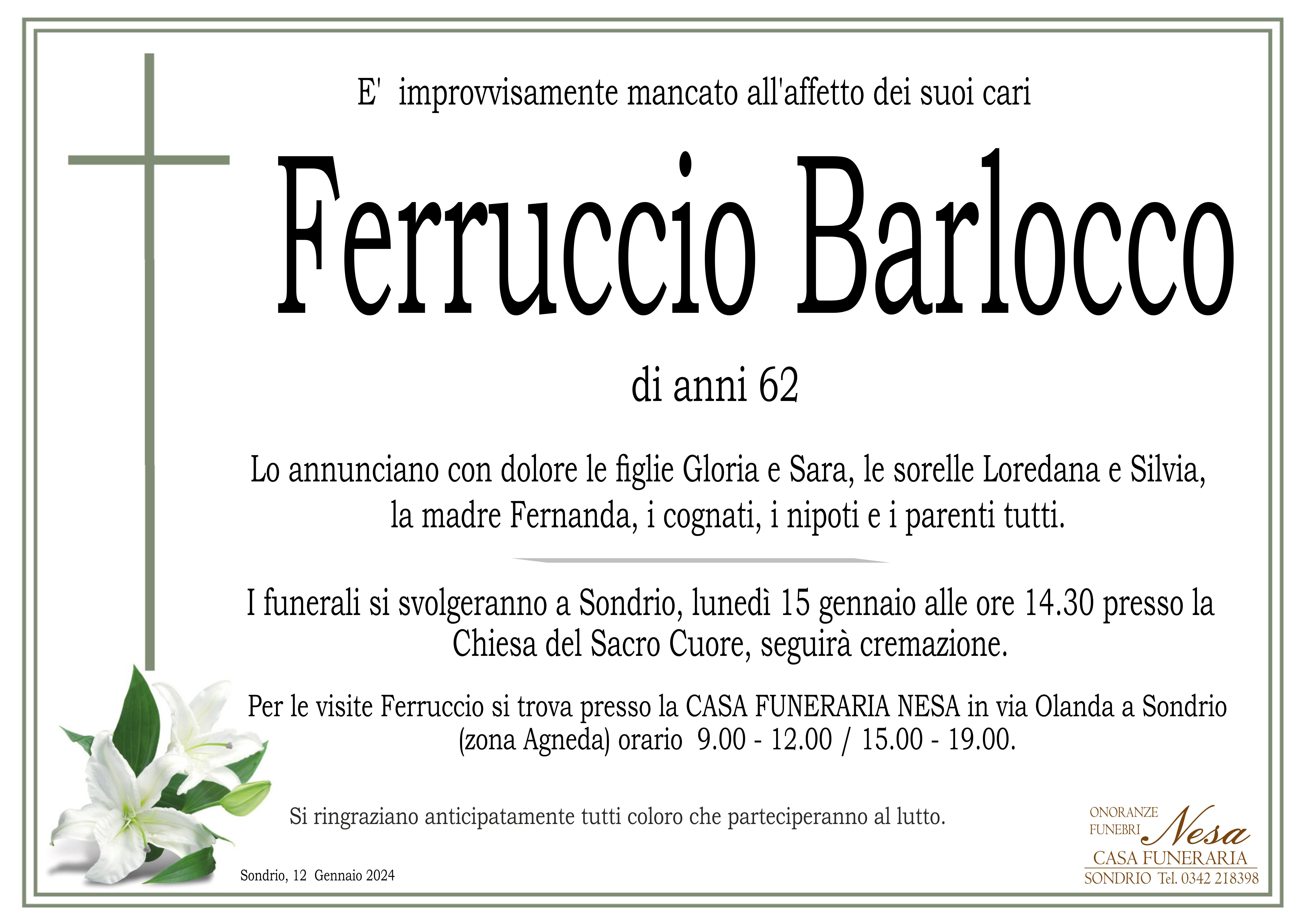 Necrologio Ferruccio Barlocco